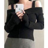 オフショル前ボタンニット オフショルダー 指穴開きニット | Riff | 詳細画像22 