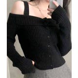 オフショル前ボタンニット オフショルダー 指穴開きニット | Riff | 詳細画像24 