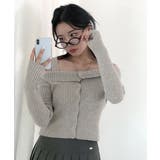 オフショル前ボタンニット オフショルダー 指穴開きニット | Riff | 詳細画像3 