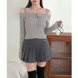 オフショル前ボタンニット オフショルダー 指穴開きニット | Riff | 詳細画像4 