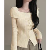 オフショルリブニット 前ボタン オフショルダー | Riff | 詳細画像14