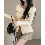 オフショルリブニット 前ボタン オフショルダー | Riff | 詳細画像15