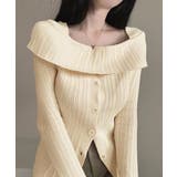 オフショルリブニット 前ボタン オフショルダー | Riff | 詳細画像17