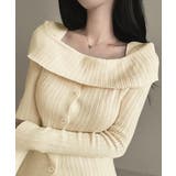 オフショルリブニット 前ボタン オフショルダー | Riff | 詳細画像18