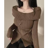 オフショルリブニット 前ボタン オフショルダー | Riff | 詳細画像24