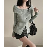 オフショルリブニット 前ボタン オフショルダー | Riff | 詳細画像4