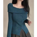 オフショルリブニット 前ボタン オフショルダー | Riff | 詳細画像7