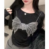 ラインストーンリボントップス ロンT Tシャツ | Riff | 詳細画像14