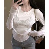 ラインストーンリボントップス ロンT Tシャツ | Riff | 詳細画像9