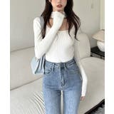 ハイネックデコルテ開きリブニット リブ編み セーター | Riff | 詳細画像2