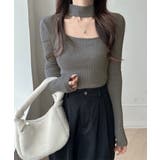 ハイネックデコルテ開きリブニット リブ編み セーター | Riff | 詳細画像23