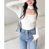 ハイネックデコルテ開きリブニット リブ編み セーター | Riff | 詳細画像3