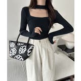 ハイネックデコルテ開きリブニット リブ編み セーター | Riff | 詳細画像7