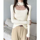 アイボリー | ハイネックデコルテ開きリブニット リブ編み セーター | Riff