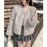 ライトグレー | ファーショートコート フェイクファー もこもこ | Riff