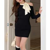 ワンショルリボンミニニットワンピース 配色リボン リブニット | Riff | 詳細画像10