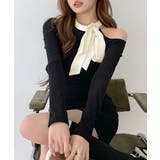 ワンショルリボンミニニットワンピース 配色リボン リブニット | Riff | 詳細画像4