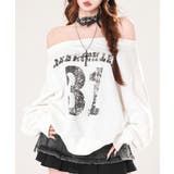 ホワイト | ナンバーロゴプリントオフショルスウェット ワンショル トレーナー | Riff