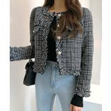 ツイードノーカラージャケット ツイードジャケット フリンジ | Riff | 詳細画像13 