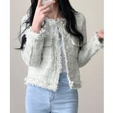 ツイードノーカラージャケット ツイードジャケット フリンジ | Riff | 詳細画像27 