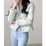 ツイードノーカラージャケット ツイードジャケット フリンジ | Riff | 詳細画像29 