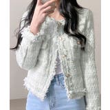 ツイードノーカラージャケット ツイードジャケット フリンジ | Riff | 詳細画像31 