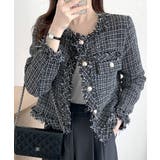 ツイードノーカラージャケット ツイードジャケット フリンジ | Riff | 詳細画像5 