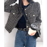 ツイードノーカラージャケット ツイードジャケット フリンジ | Riff | 詳細画像7 