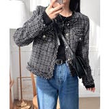 ツイードノーカラージャケット ツイードジャケット フリンジ | Riff | 詳細画像9 