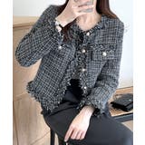 ブラック | ツイードノーカラージャケット ツイードジャケット フリンジ | Riff