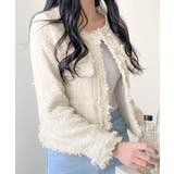 アイボリー | ツイードノーカラージャケット ツイードジャケット フリンジ | Riff