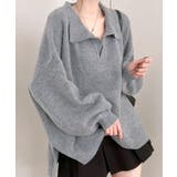 グレー | ポロ襟風ニットプルオーバー セーター オーバーサイズ | Riff