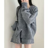 グレー | ダブルジップニット&ミニニットスカート セットアップ カーディガン | Riff