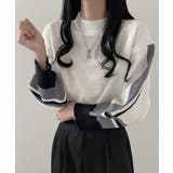 配色クルーネックニット ショート丈 バルーン袖 | Riff | 詳細画像11 