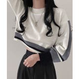 配色クルーネックニット ショート丈 バルーン袖 | Riff | 詳細画像12 