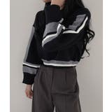 配色クルーネックニット ショート丈 バルーン袖 | Riff | 詳細画像5 