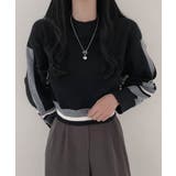 配色クルーネックニット ショート丈 バルーン袖 | Riff | 詳細画像7 