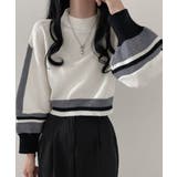 配色クルーネックニット ショート丈 バルーン袖 | Riff | 詳細画像8 