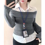 オフショルトップスレイヤード風シャツ フェイクレイヤード ドッキング | Riff | 詳細画像21 