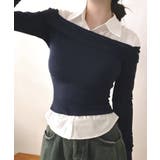 オフショルトップスレイヤード風シャツ フェイクレイヤード ドッキング | Riff | 詳細画像4 