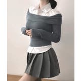 オフショルトップスレイヤード風シャツ フェイクレイヤード ドッキング | Riff | 詳細画像15 