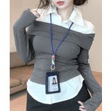 オフショルトップスレイヤード風シャツ フェイクレイヤード ドッキング | Riff | 詳細画像18 