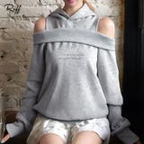 オープンショルダーフードスウェット 肩開き レイヤード | Riff | 詳細画像1 