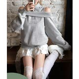 オープンショルダーフードスウェット 肩開き レイヤード | Riff | 詳細画像5 