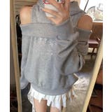 オープンショルダーフードスウェット 肩開き レイヤード | Riff | 詳細画像6 