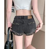 折り返しヒョウ柄デニムショートパンツ 短パン ショート丈 | Riff | 詳細画像7 