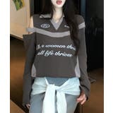 肩見せ配色ロゴトップス 肩開き オープンショルダー | Riff | 詳細画像13