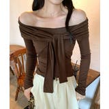 オフショルフロントリボントップス オフショルダー Tシャツ | Riff | 詳細画像12 