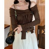 オフショルフロントリボントップス オフショルダー Tシャツ | Riff | 詳細画像13 