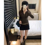 ポロ襟チェック柄切り替えトップス 衿付き Vネック | Riff | 詳細画像11 